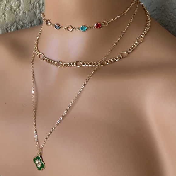 Stylish Gold Multi Stranded Statement Necklace - Picture 6 of 7